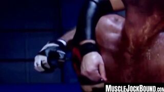 MuscleJockBound.com - Inked hunk choked and dominated in a rough BDSM match, defeated