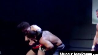 MuscleJockBound.com - Inked hunk choked and dominated in a rough BDSM match, defeated