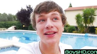BoysHD.com - Pool day turns into twinks fucking doggy style from behind passionately