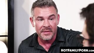 HotFamilyPorn.com - Nerdy twink receives big cock from tattooed jock stepdad