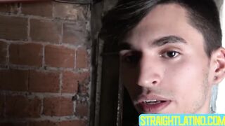 Slender gay Ross stuffed his mouth with an enormous cock for cash