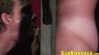 Twink captive Luke Stevens loves a glory hole for his play session