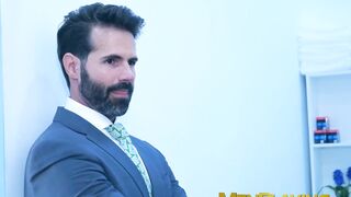 Bearded businessman Dani Robles fucked raw by kinky doctor