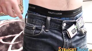 Straight young thug demonstrates his masturbation technique