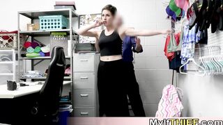 Short haired MILF shoplifter destroyed