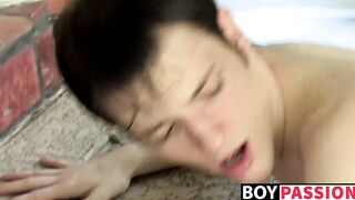 Twink blows his man before being bent over and analrailed
