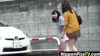 NipponPissTV.com - Shy Japanese schoolgirl filmed pissing loads outdoor in public vie