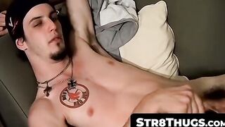 Str8Thugs.com - Straight thug Axel strums his cock while playing with his guitar