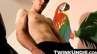 TwinkUndie.com - Alexx's weird undie fetish jerk off and passionate cumshot