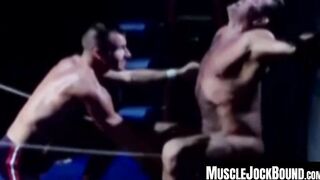 MuscleJockBound.com - Rough threesome with choking and domination for a submissive ma