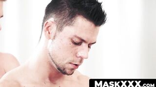 MaskXXX.com - Dude with mask and big dick's fucking of other guy's blonde wife