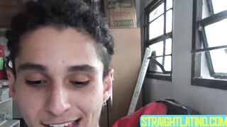 Long haired employee Cain barebacked after jerking his long dick