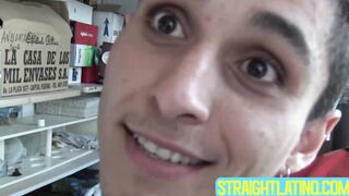 Long haired employee Cain barebacked after jerking his long dick