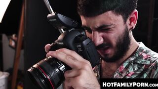 HotFamilyPorn.com - Good looking stud shoots jizz on nasty jock stepdad hard