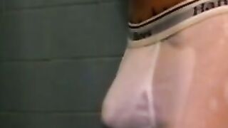 Amateur tattooed twink with a tan showers in classics porn