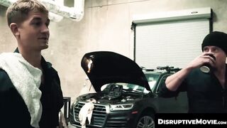 DisruptiveMovie.com - Mechanic Roman Todd bends twink Brandon Anderson over for a qui