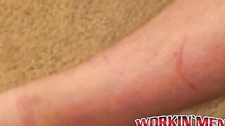 Mature chubby amateur strokes his small dick and cums