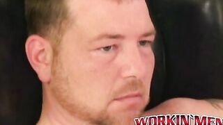 Mature chubby amateur strokes his small dick and cums