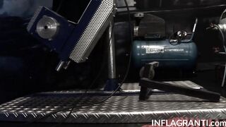 Skinny sub riding the fucking machine