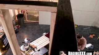 RagingXXX.com - Bareback threesome with muscular hunks on a construction site