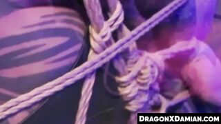 Roped Damian Dragons ass was hammered by my fist and elbows