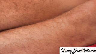 SwingYourBalls.com - Gay jock Andrew enjoys phone play during solo stroking