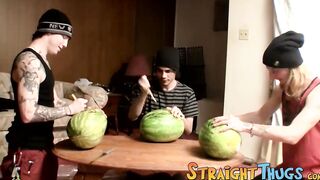 Three twinks stopped by for a hot shared jack off shoot