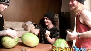 Three twinks stopped by for a hot shared jack off shoot