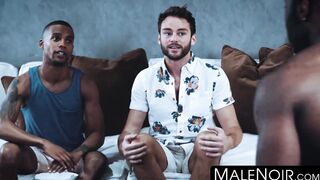 MaleNoir.com - Inked black tops plow pretty white bottom in intense gangbang