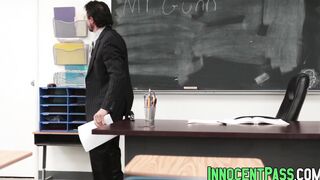 Schoolgirl slut Jade Amber bent over and fucked by principal