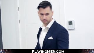 PlayingMen.com - Executive stud disciplines employee with big cock banging and rough