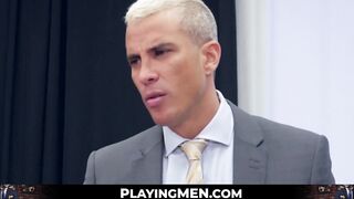 PlayingMen.com - Executive stud disciplines employee with big cock banging and rough