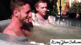 SwingYourBalls.com - Inked ginger homo enjoys jacuzzi then jack off with his lover