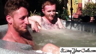 SwingYourBalls.com - Inked ginger homo enjoys jacuzzi then jack off with his lover
