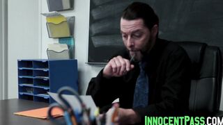 Petite schoolgirl bouncing on teachers cock after oral