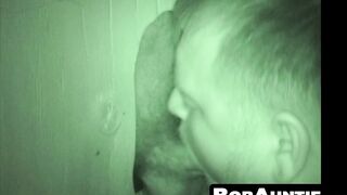 BobAuntie.com - Gay amateur orally pleasuring cock at the glory hole intensely
