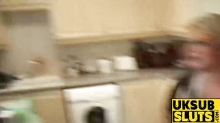 UKSubSluts.com - Adorable Bonnie's cock riding on leather couch like a pro
