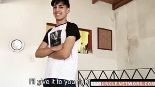 SayUncleNetwork.com - Small-framed Latino twink's journey to gay with cock sucking