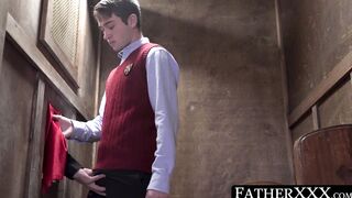 FatherXXX.com - Priest confesses his lust, sucks twink off, and mounts him for a raw