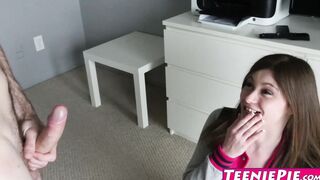 Creampied teen Terra Cox knows how to deepthroat big dick