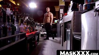 MaskXXX.com - Big cocked muscular hunk bartender's after-hours wanking delight