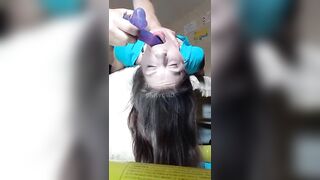 Throat oral sex with noodles