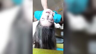 Throat oral sex with noodles