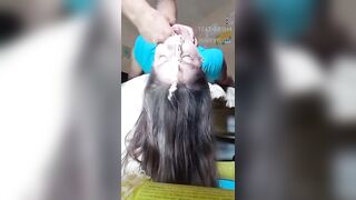 Throat oral sex with noodles
