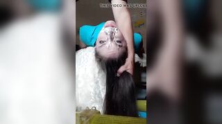 Throat oral sex with noodles