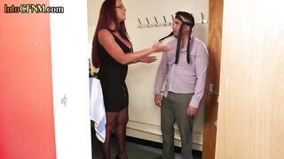 CFNM domme threeway cocksucking with teenie