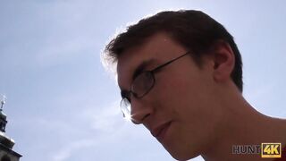 HUNT4K Bro is watching how his girlfriend offer fellatio and gets boned