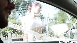 Lucky customer gets a free extra service on carwash