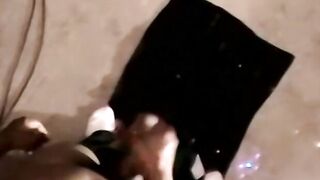 Black amateur strokes his dick before his lover eats his cum