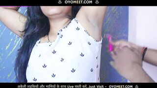 Hot Ravinadesi Stepsister Naked in Front of Saloon Man, during Shaving Hairy Choot